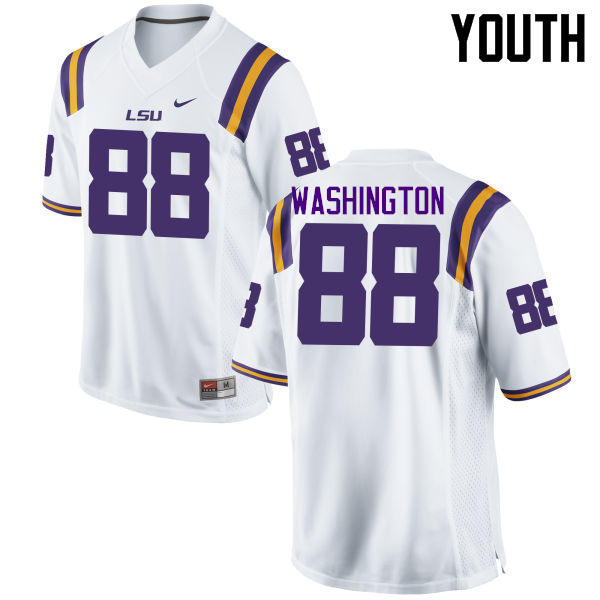 Youth LSU Tigers #88 Jacory Washington College Football Jerseys Game-White - Click Image to Close